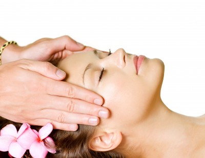 Woman getting a facial
